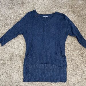 Small, knit navy quarter length sweater, hardly worn